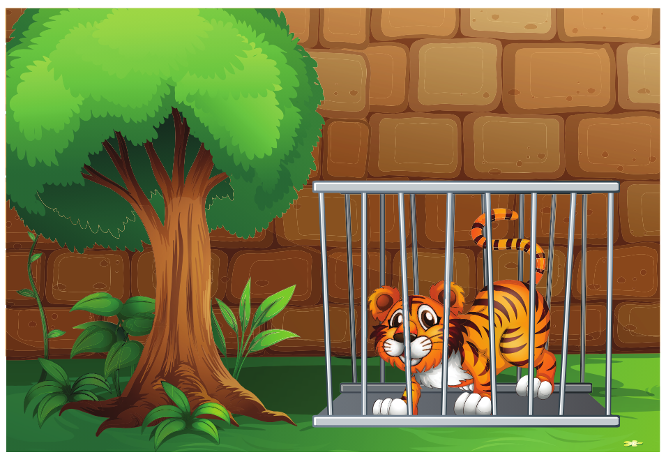 A tiger peers out from behind the bars of a cage, symbolizing feeling trapped and misunderstood and longing for liberation and growth.