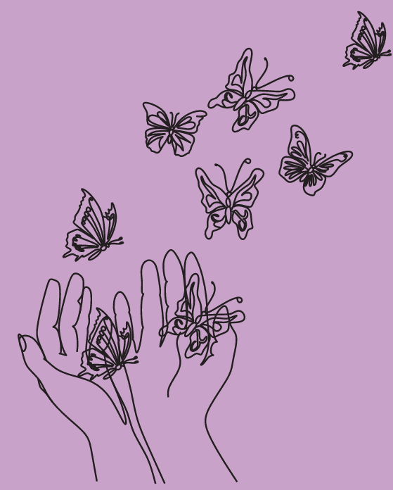 releasing butterflies into the air, symbolizing liberation and support in raising awareness and restoring compassion