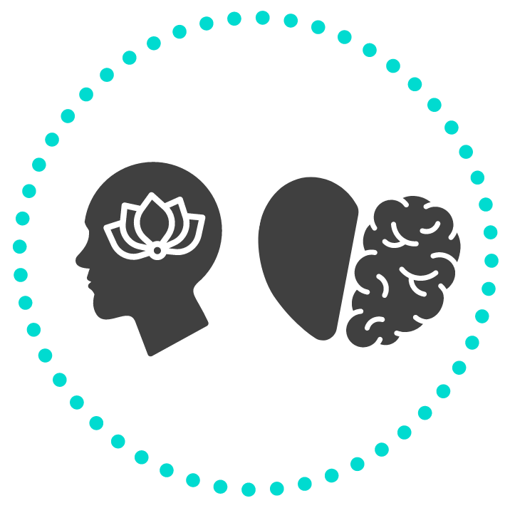 image of a mind with lotus and half heart and half brain, symbolizing the importance of mental health and its role in wellness