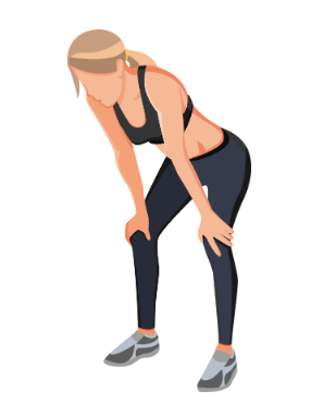 tired woman in exercise outfit, reflecting continuing to exercise despite harmful effects